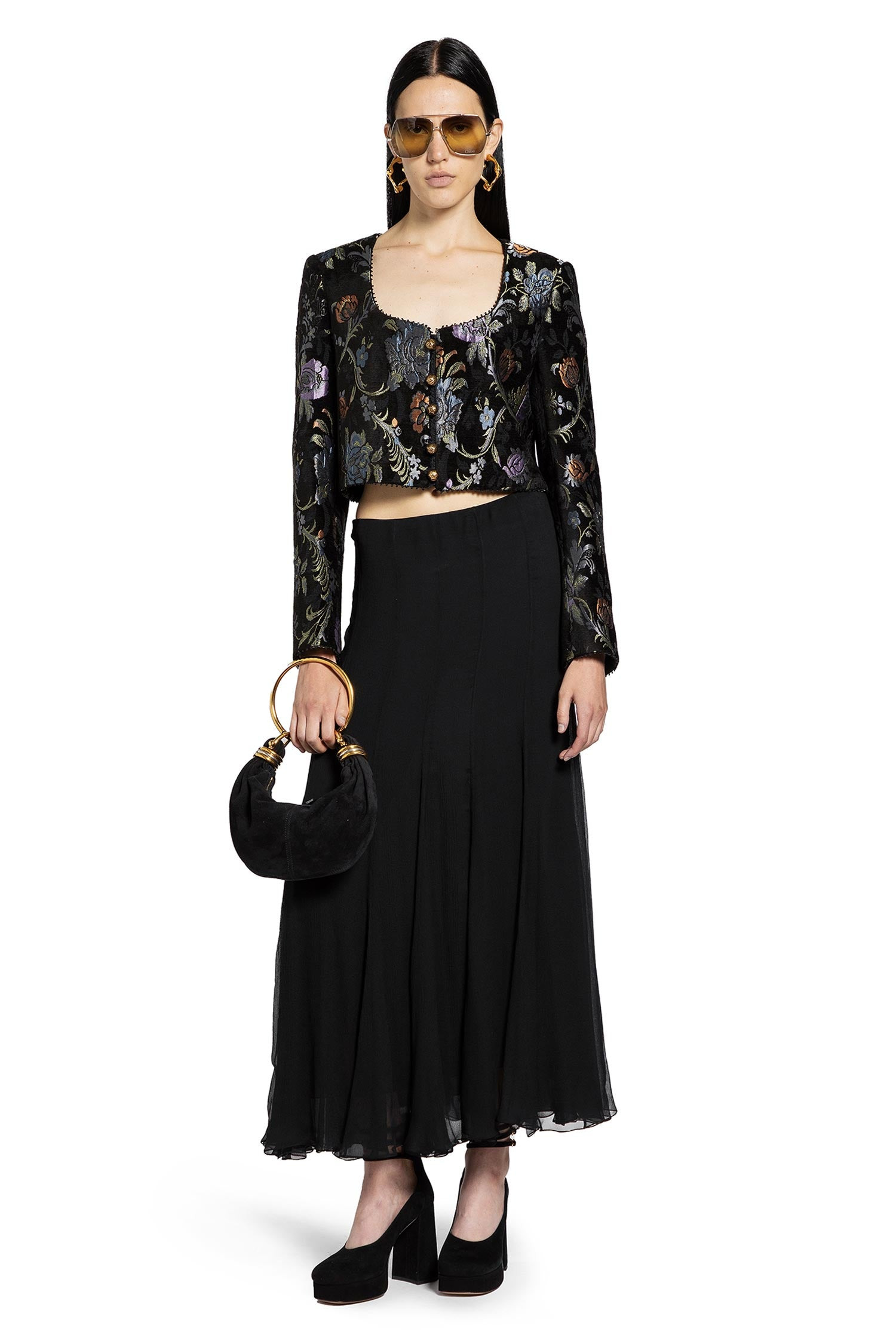 Cropped Spencer Jacket In Brocade - 6
