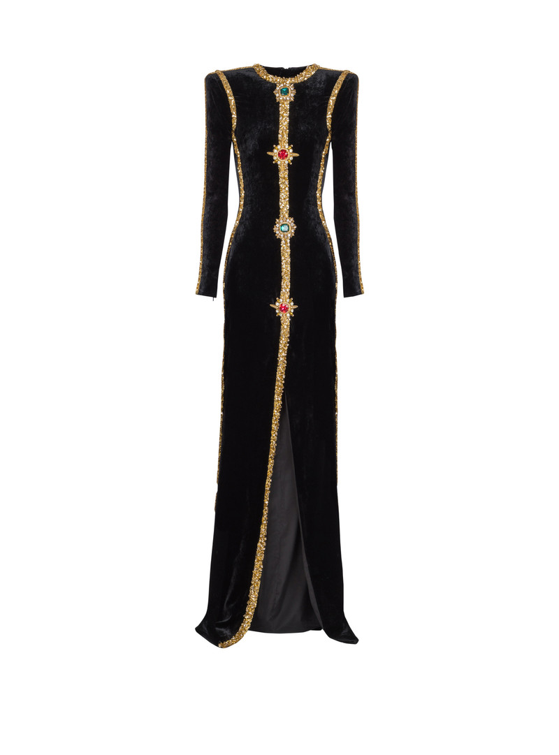Long embellished velvet dress 1