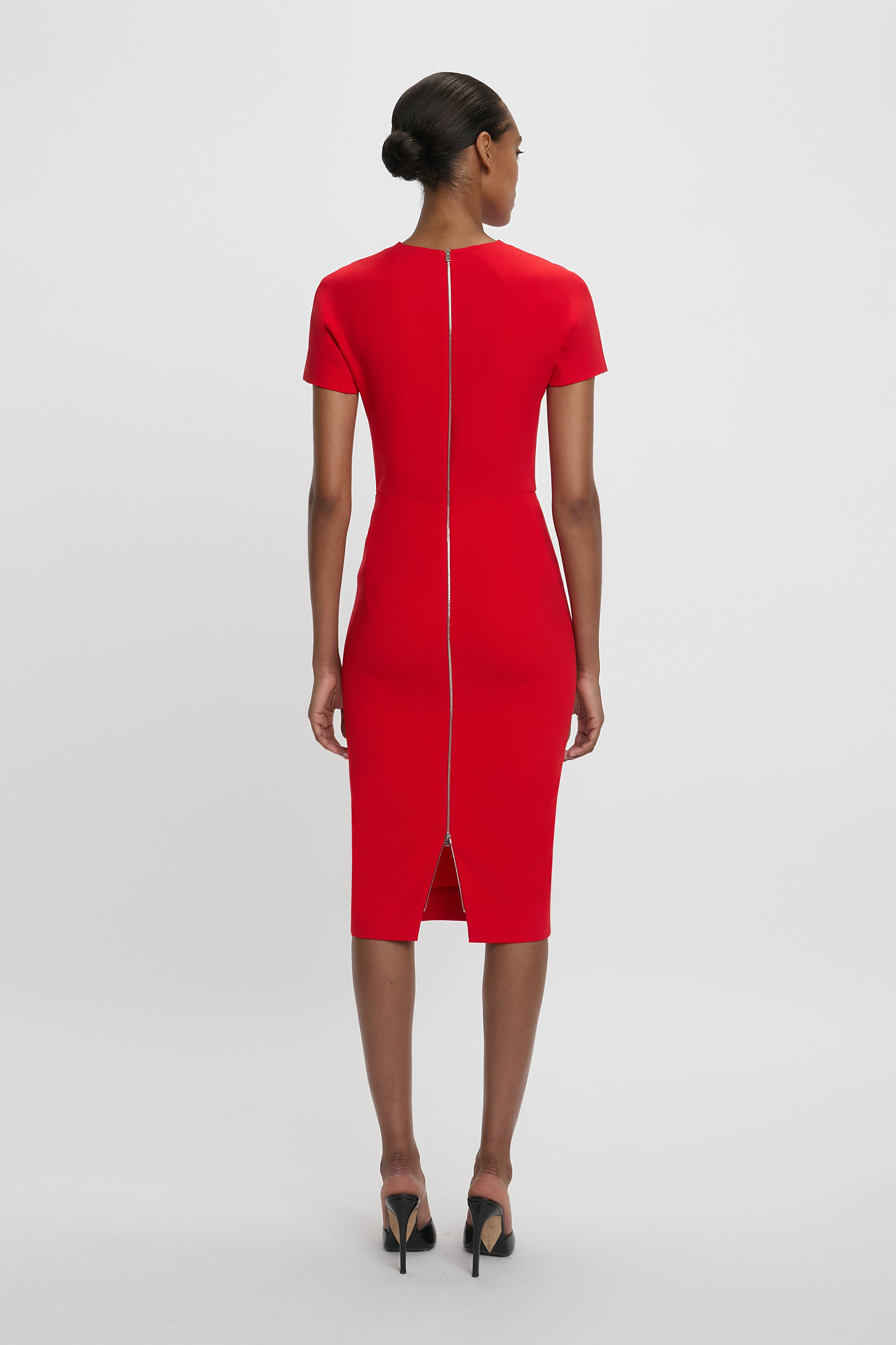 Fitted T-shirt Dress In Bright Red - 4