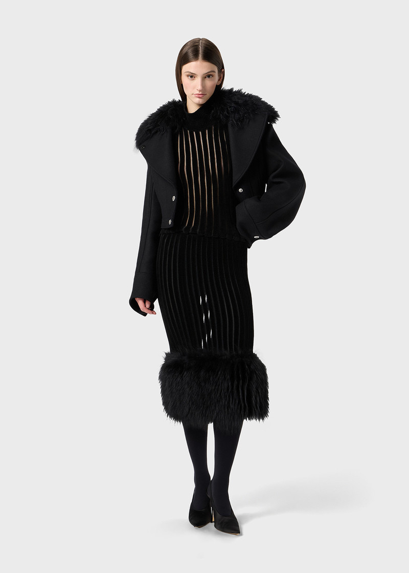 Blumarine WOOL COAT WITH FUR outlook