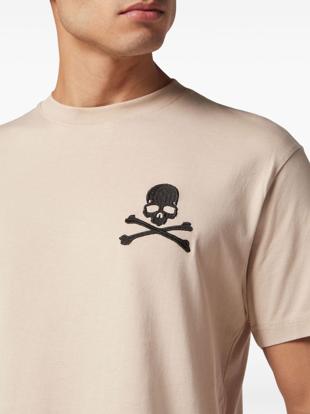 skull-embroidery cotton T-shirt - 4