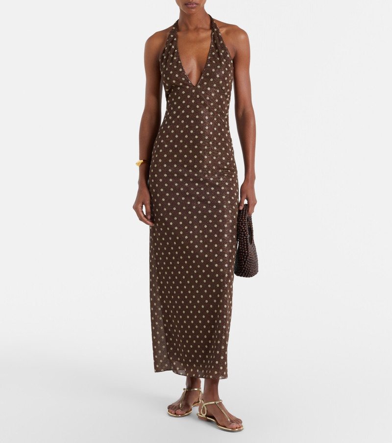 Oséree Lumière polka-dot halterneck maxi dress outlook