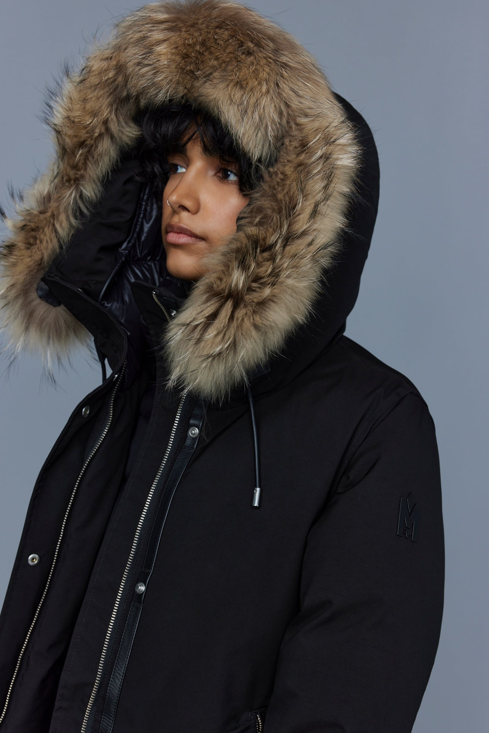 KINSLEE 2-in-1 oversized down parka with bib and natural fur - 5