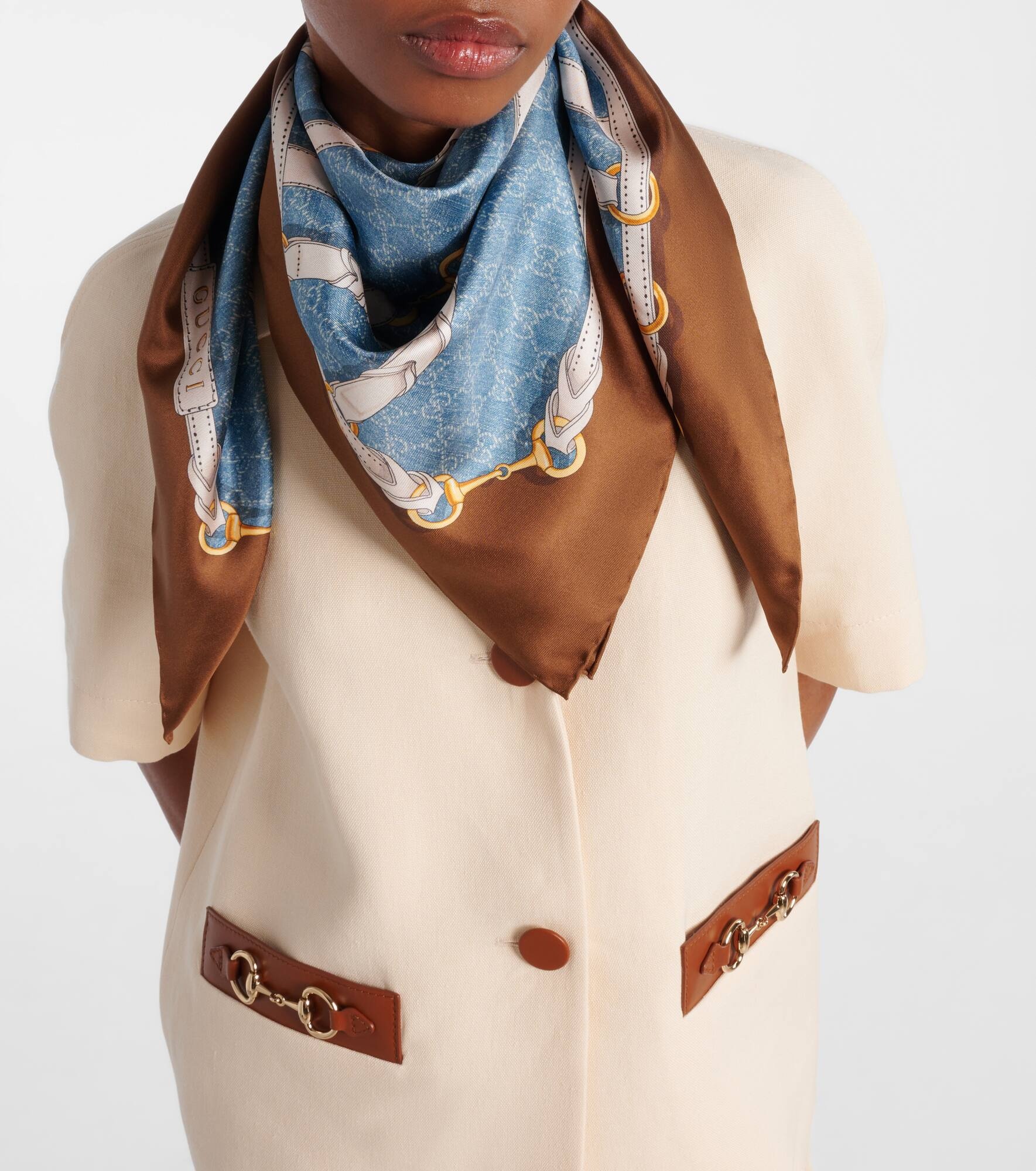 Horsebit silk twill scarf - 3