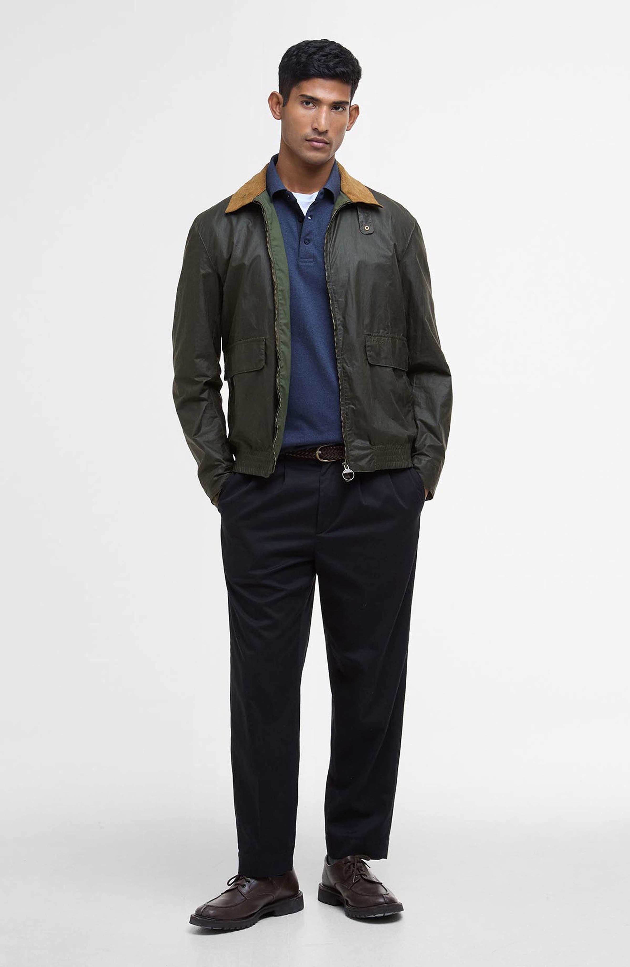 Barbour Newbury Water Resistant Waxed Cotton Jacket in Archive Olive/Heritage Check at Nordstrom - 7