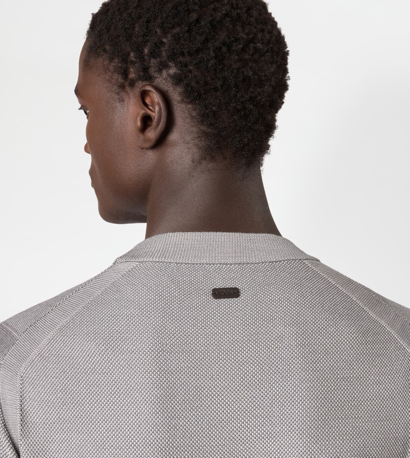 ROUND-NECK PULLOVER IN WOOL PIQUET - GREY 6