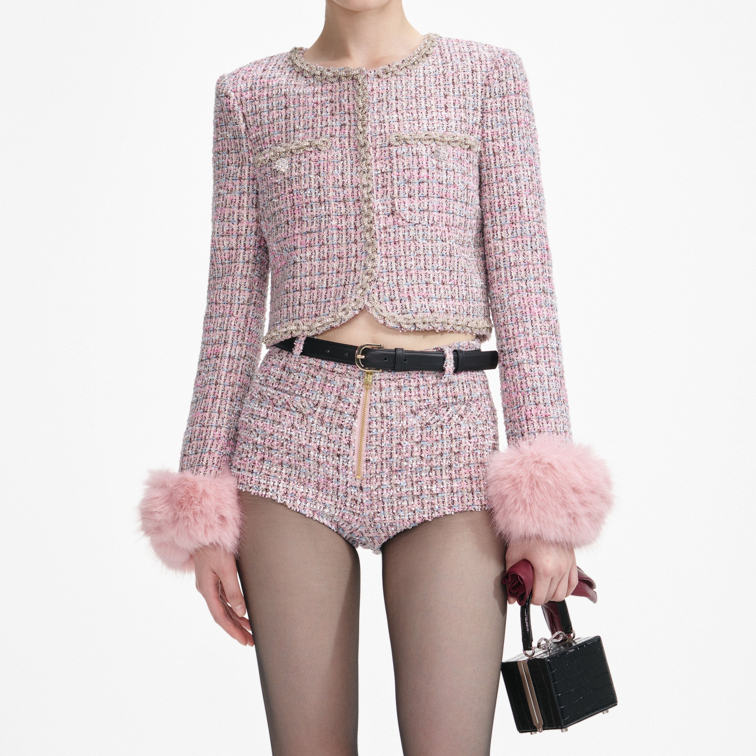 Pink Boucle Shorts - 4