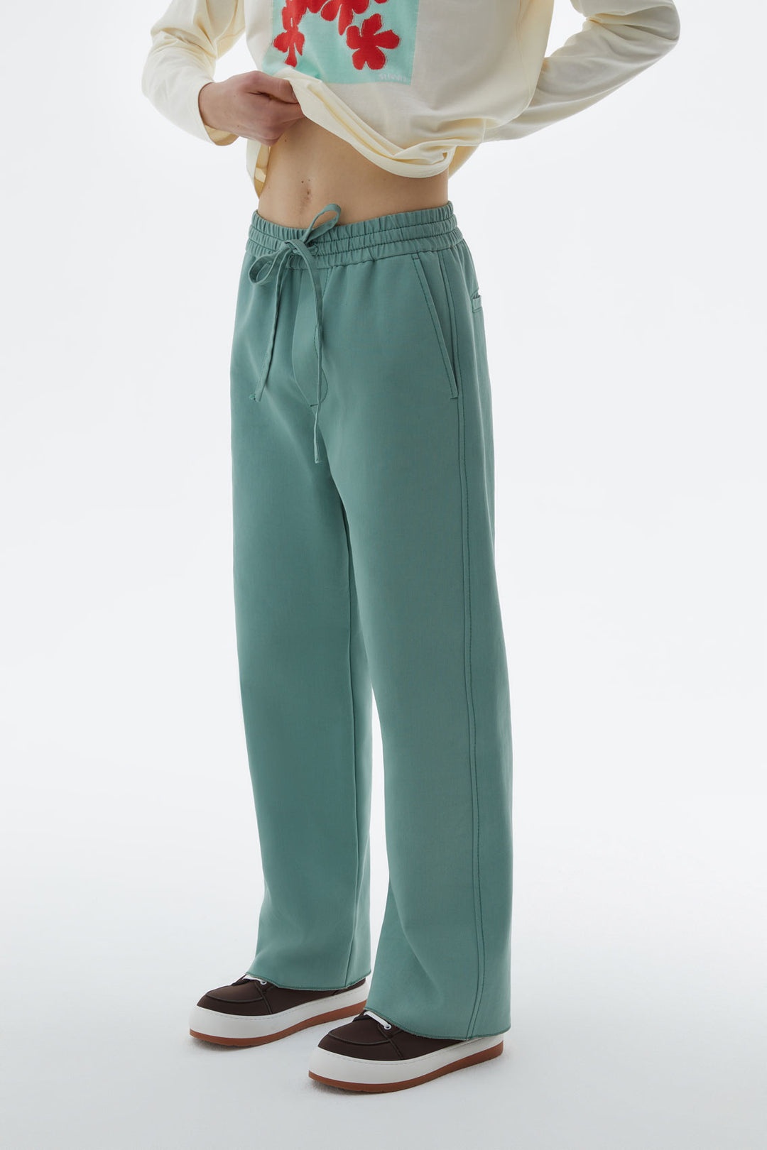 SAGE GREEN ELASTIC PANTS - 2