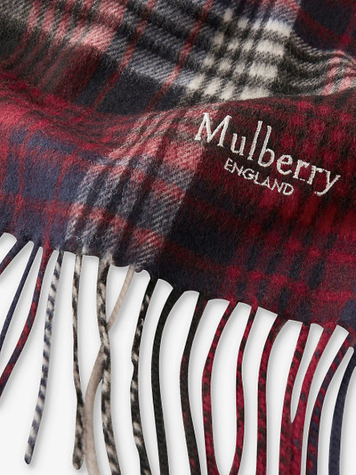Mulberry Checked logo-embroidered wool scarf outlook