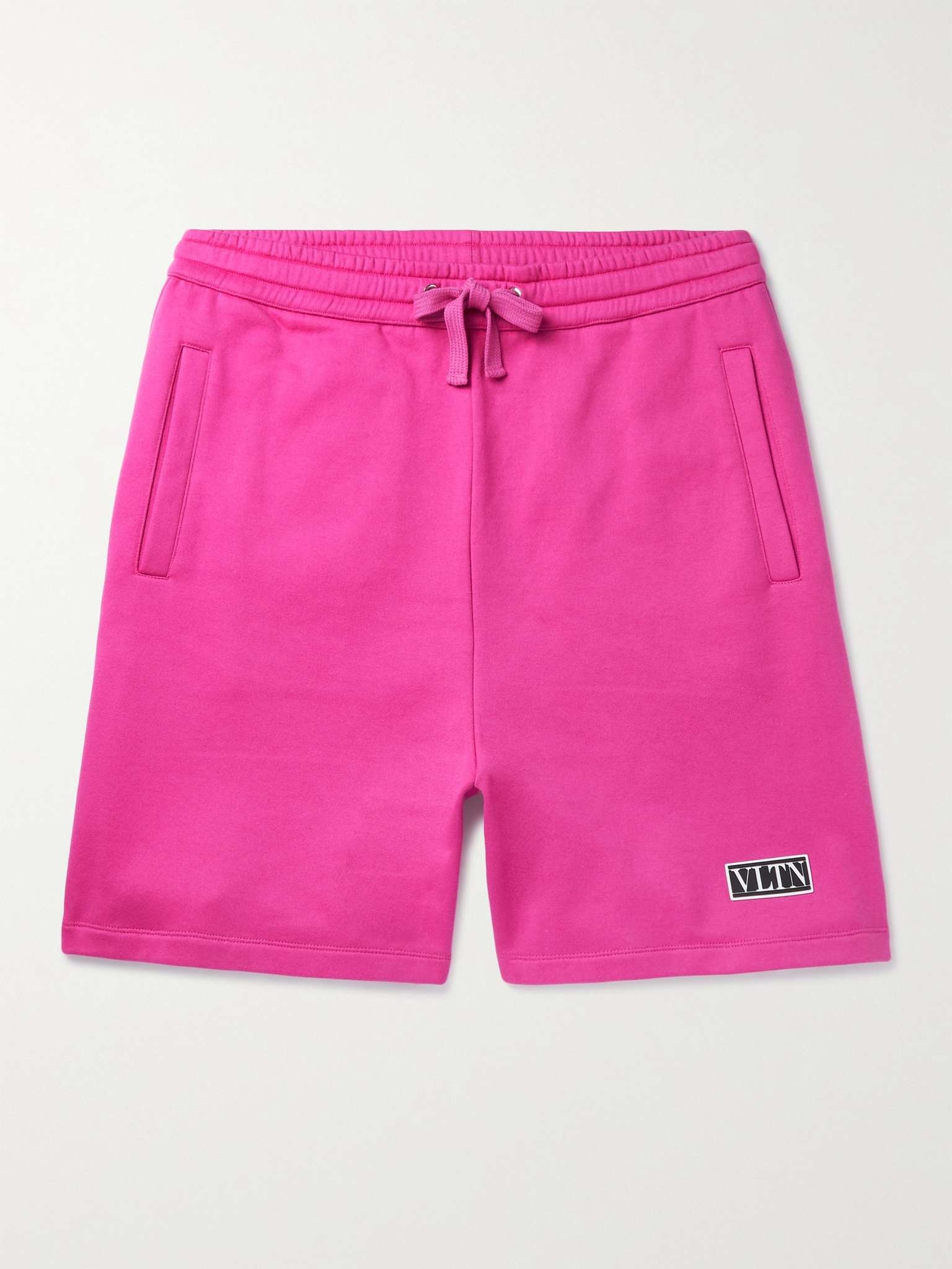 Wide-Leg Logo-Appliquéd Cotton-Blend Jersey Drawstring Shorts - 1