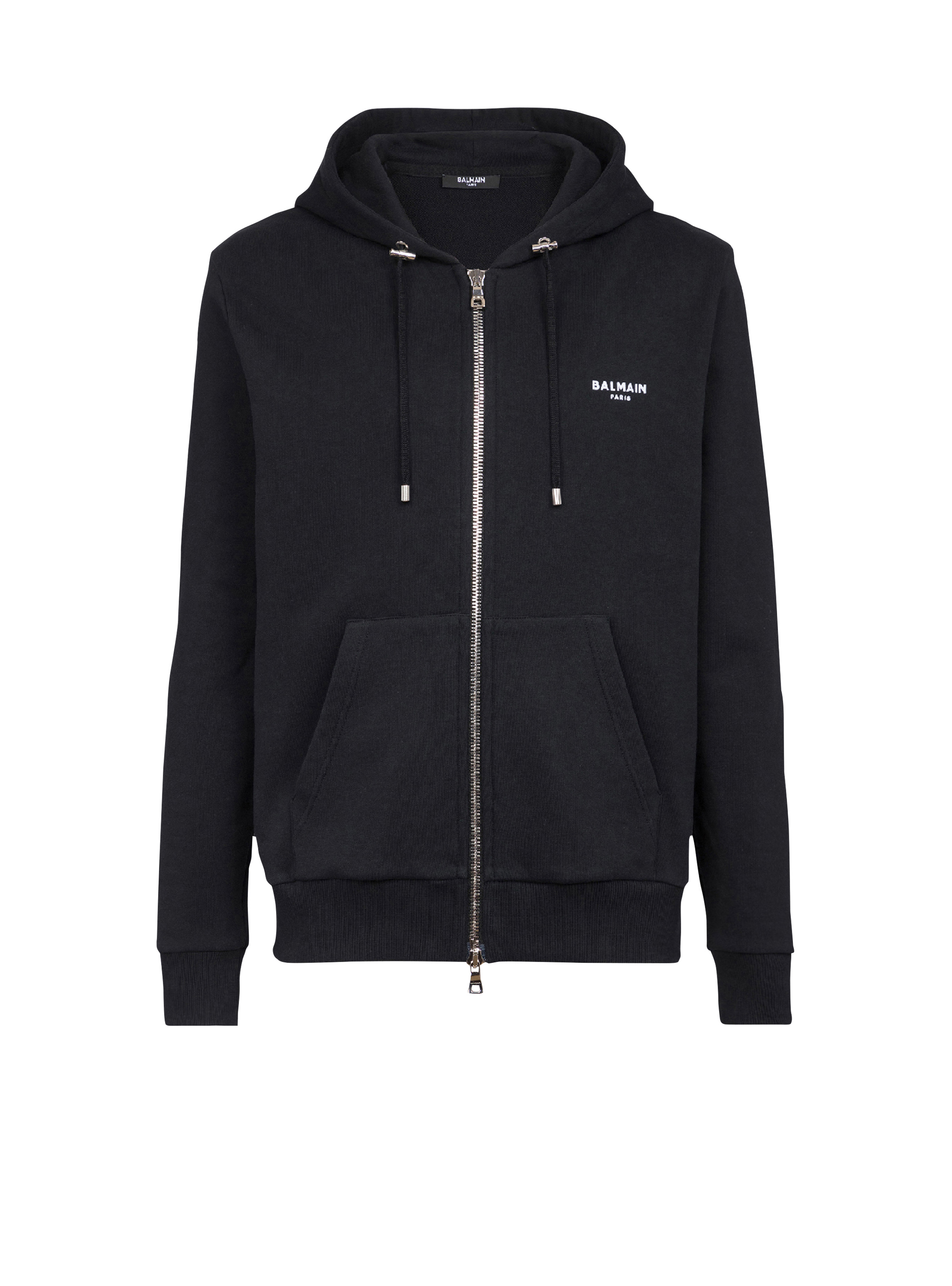 Eco-designed cotton sweatshirt with small flocked Balmain logo - 1