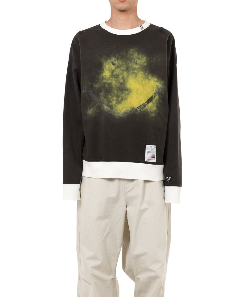 Maison MIHARAYASUHIRO Smily Face Printed Distressed Ringer Sweatshirt outlook