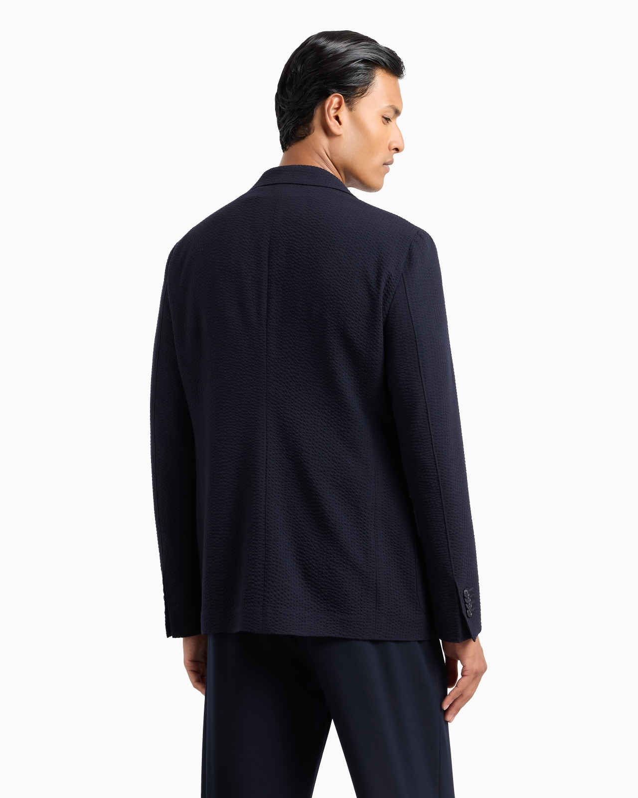 Upton line single-breasted jacket in virgin wool and cashmere seersucker - 3