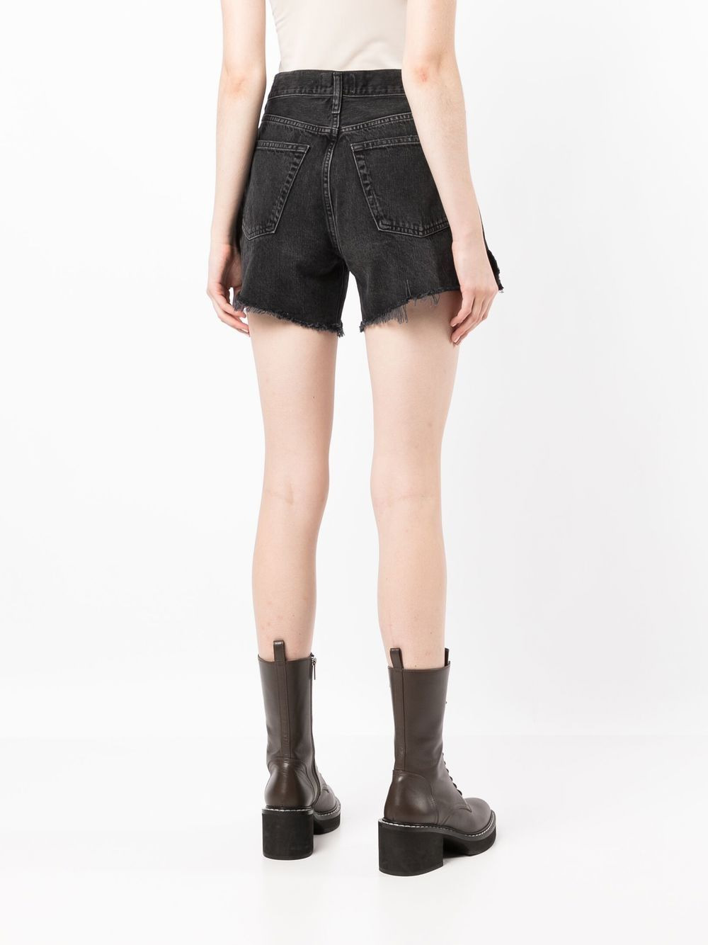 raw-cut denim shorts - 4