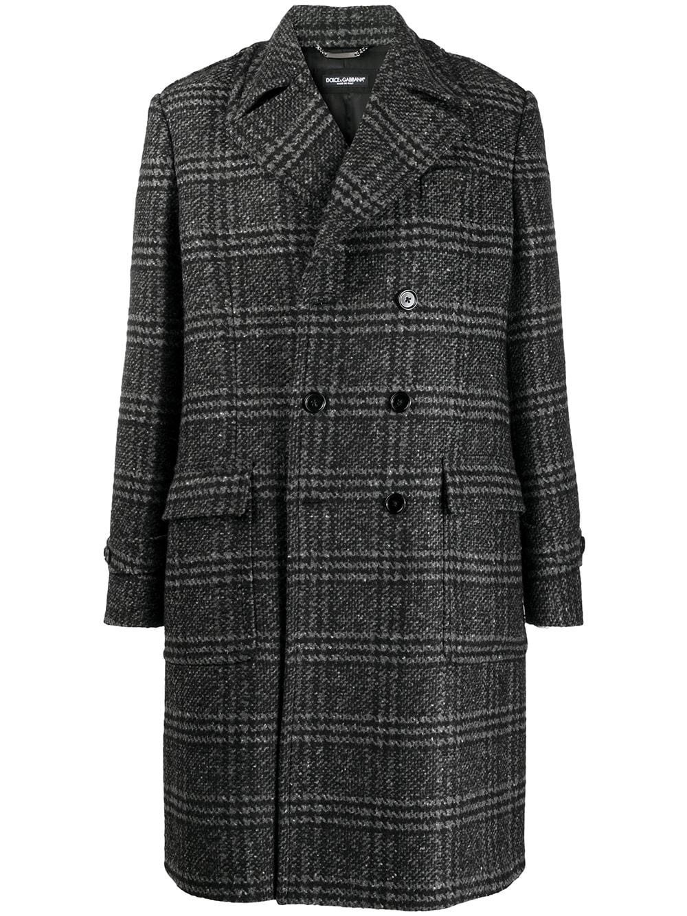 checked double-breasted coat - 1