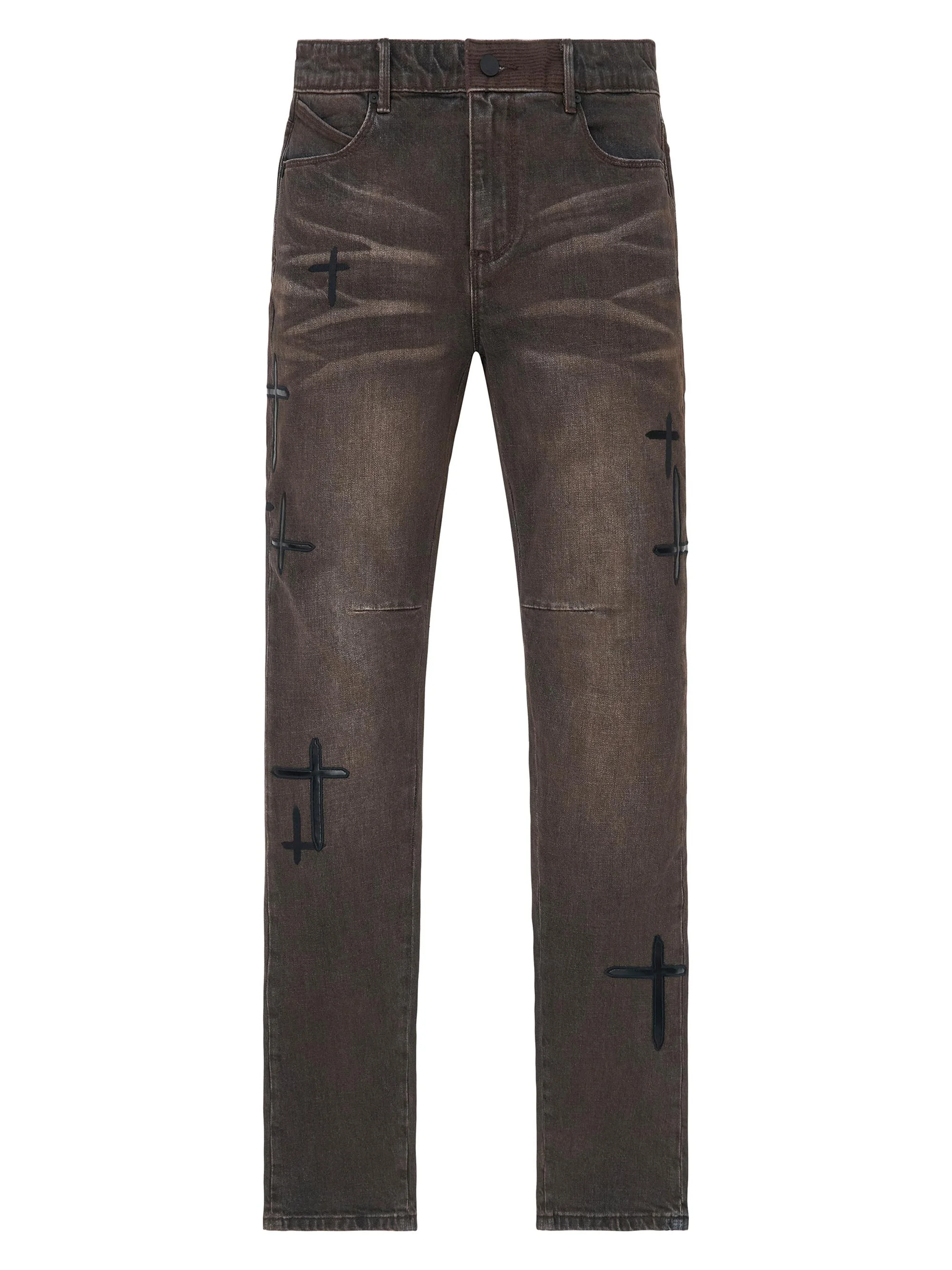 Men's Exodus Bryant Cross Patch Skinny Jeans - Mocha Drift Cross Patch - 1