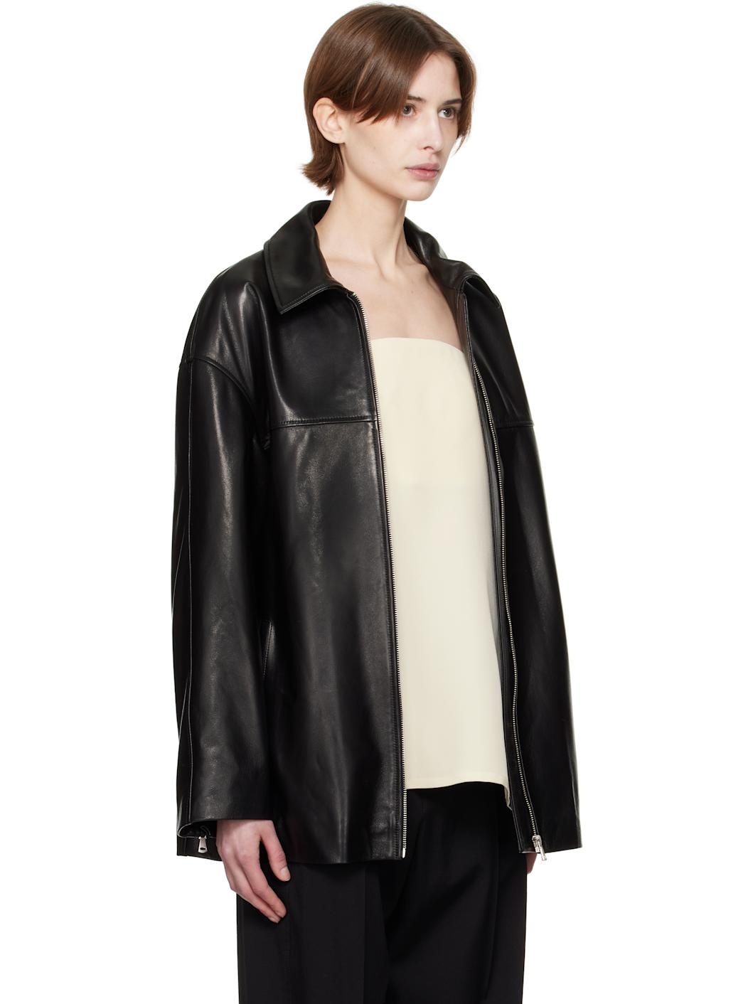 Black Layne Sleek Leather Jacket - 2