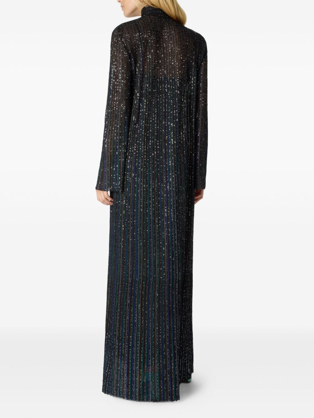 sequin-embellishment high-neck maxi dress - 3