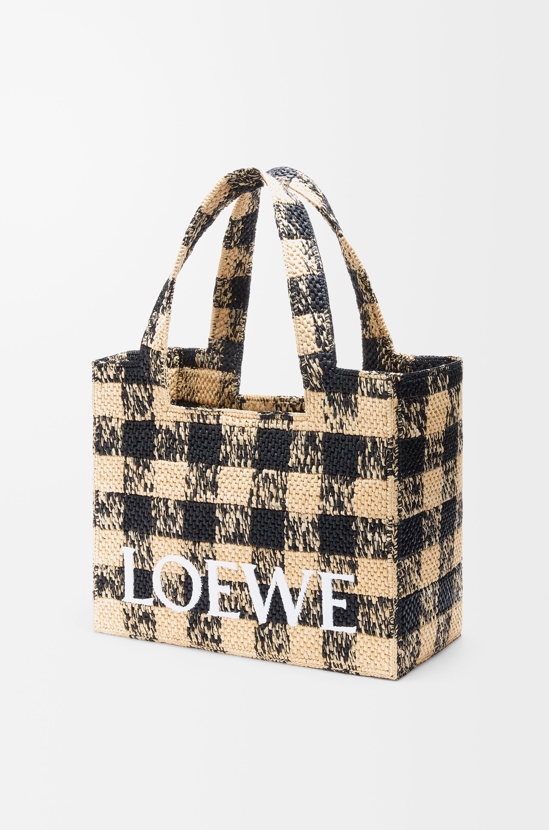 Large LOEWE Font tote in raffia - 4