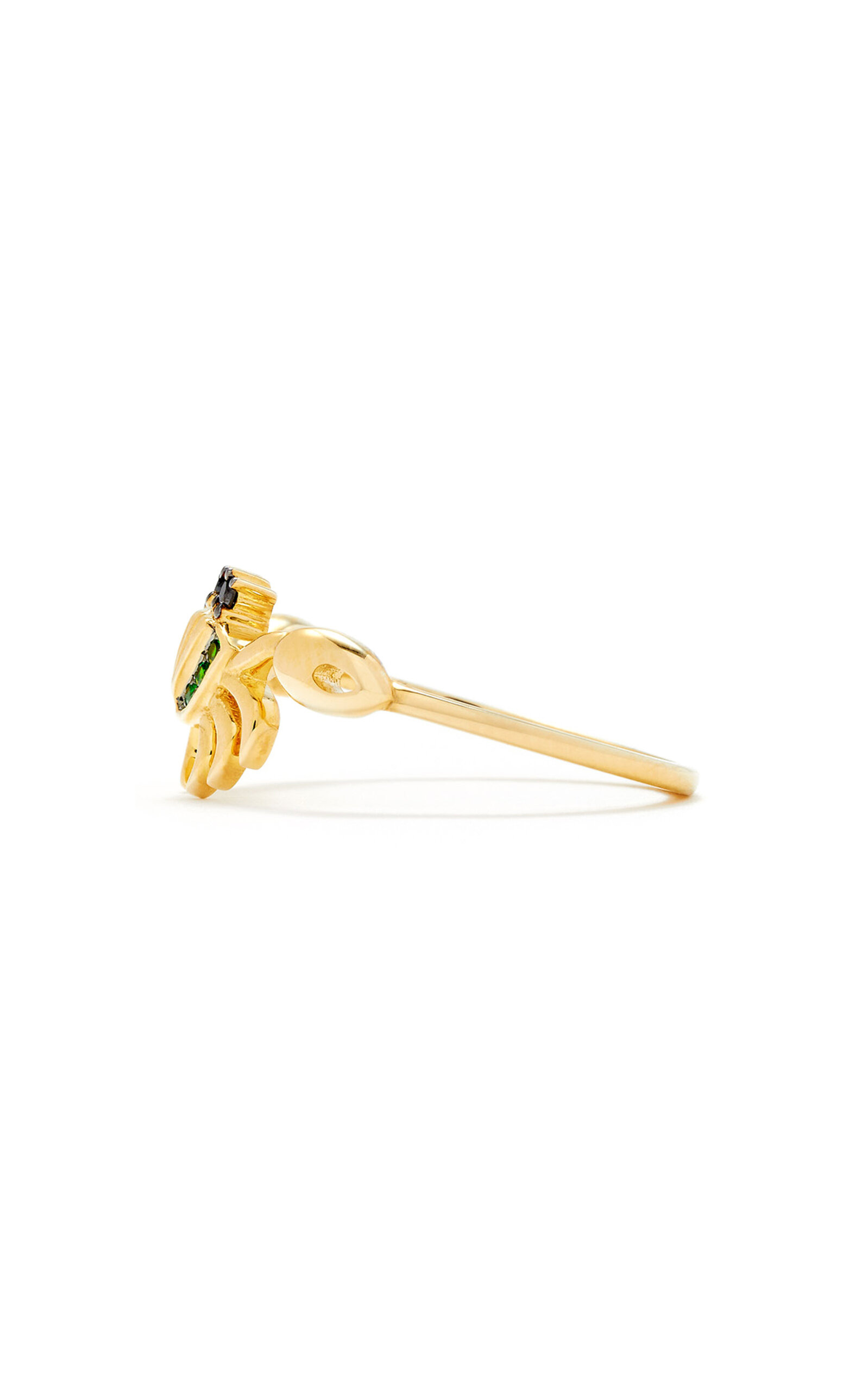Mini Crab 9K Yellow Gold Tsavorite Ring green - 3
