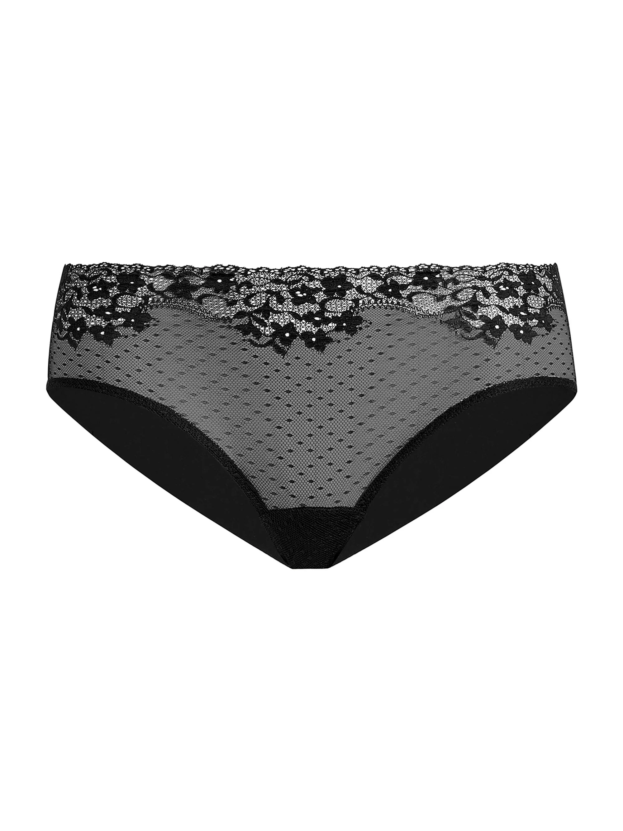 Women's Double Take Lace Bikini Panty - Black - 1