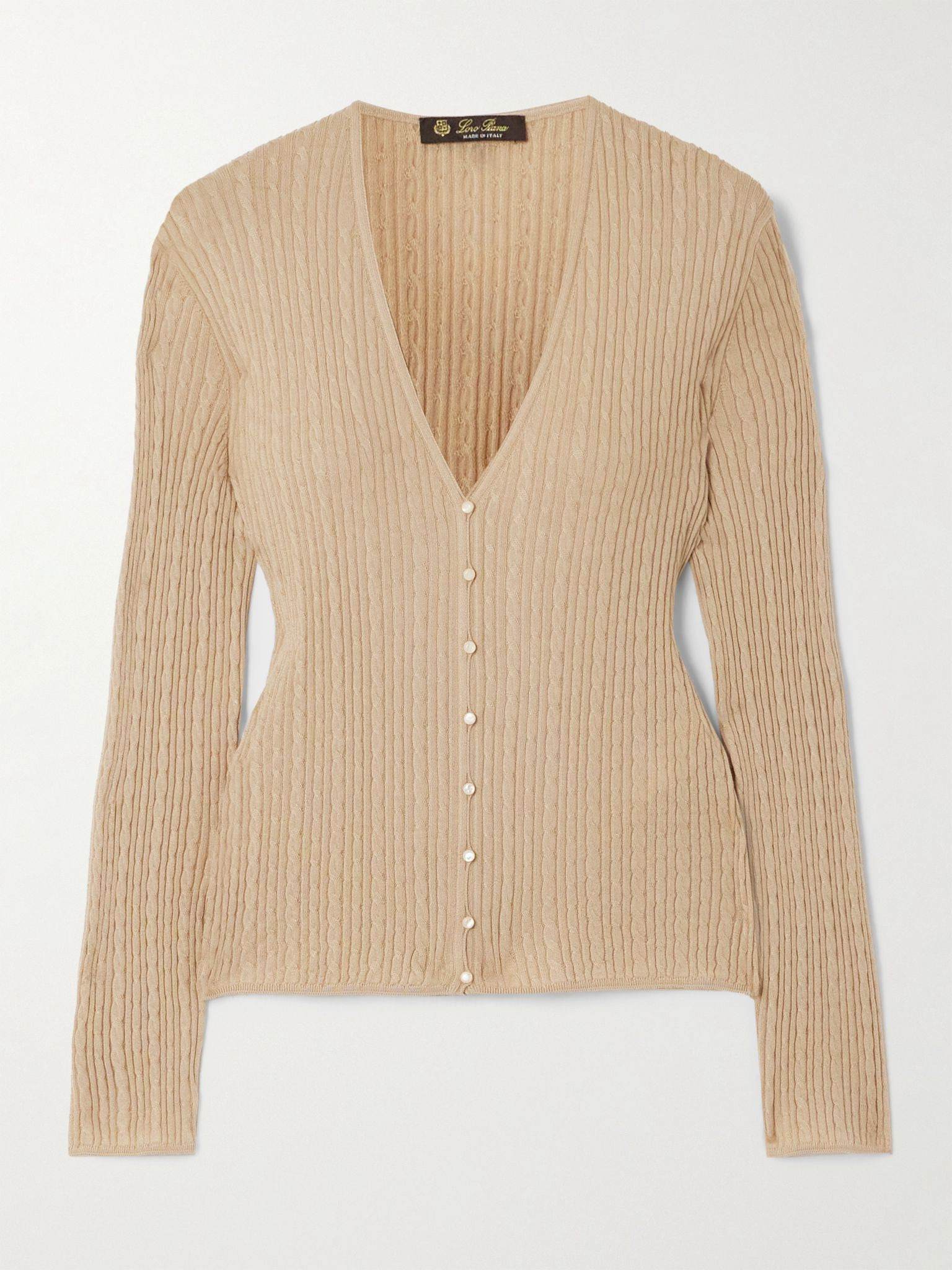 Rimella cable-knit cashmere and silk-blend cardigan Cream - 1