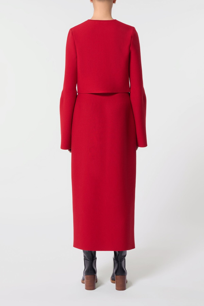 Katlin Knit Jacket in Scarlet Red Merino Wool 4