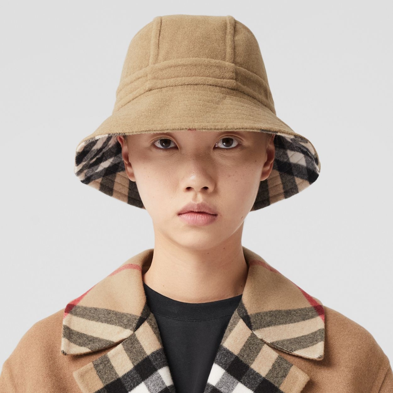 Exaggerated Check Wool Bucket Hat - 3