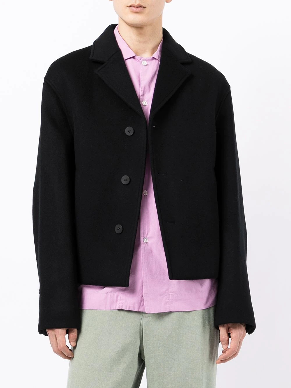 tailored button-fastening jacket - 4