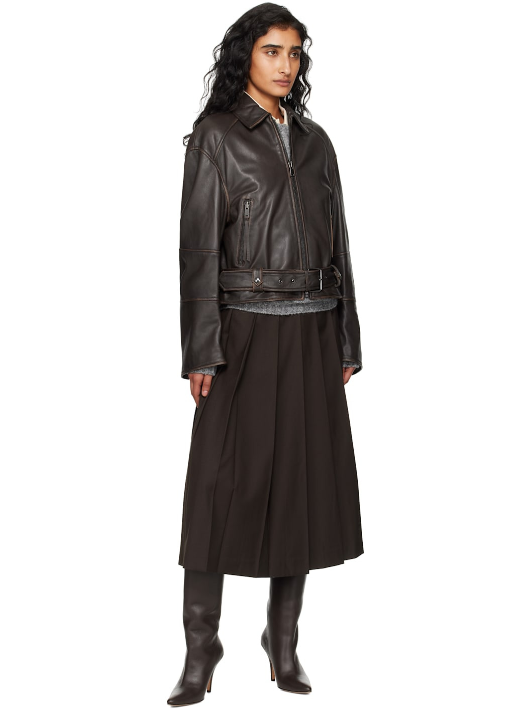 Brown Egizio Leather Jacket - 4