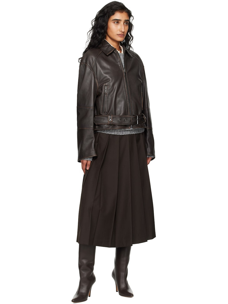 WEEKEND Max Mara Brown Egizio Leather Jacket outlook