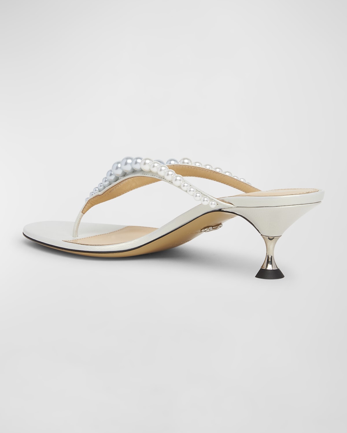 Sirene Pearly Leather Thong Sandals - 3