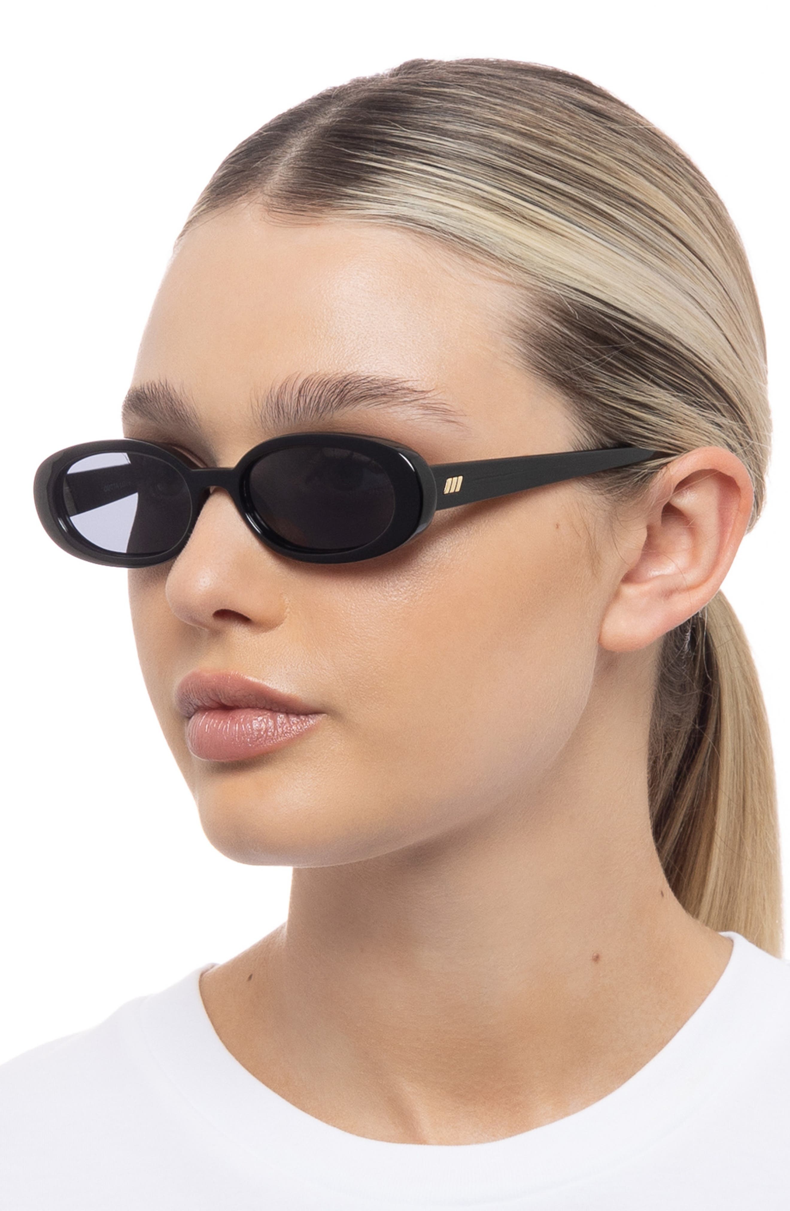 Le Specs Outta Love 51mm Oval Sunglasses in Black /Smoke Mono at Nordstrom - 7