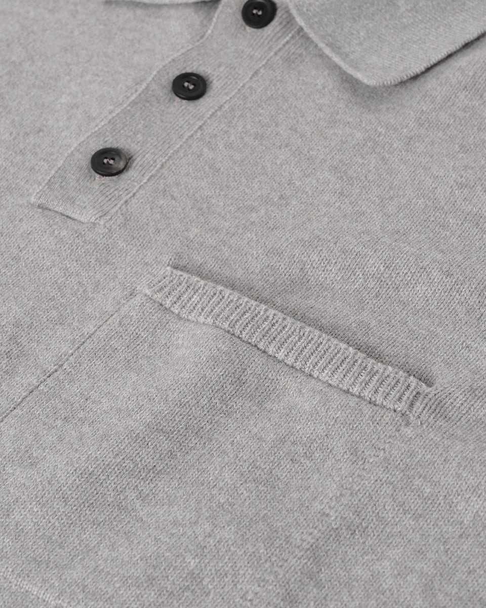 Superfine Merino Relaxed Grey Polo Shirt - 6