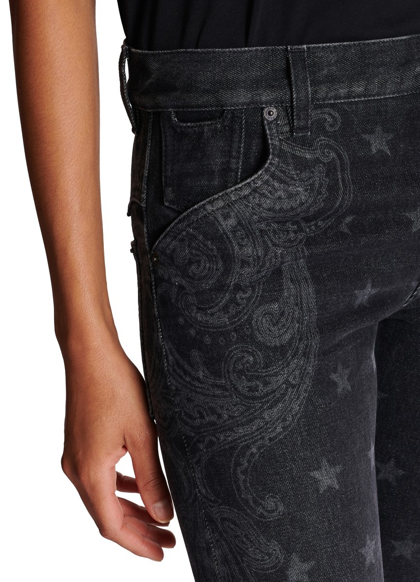 Stars and Paisley Print Denim Jeans - 5