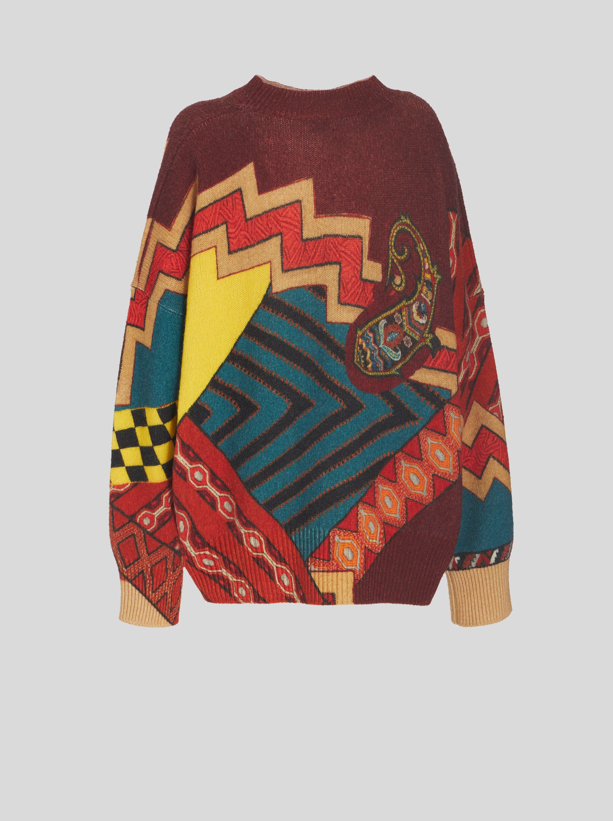 PATCHWORK PRINT WOOL JUMPER - 6