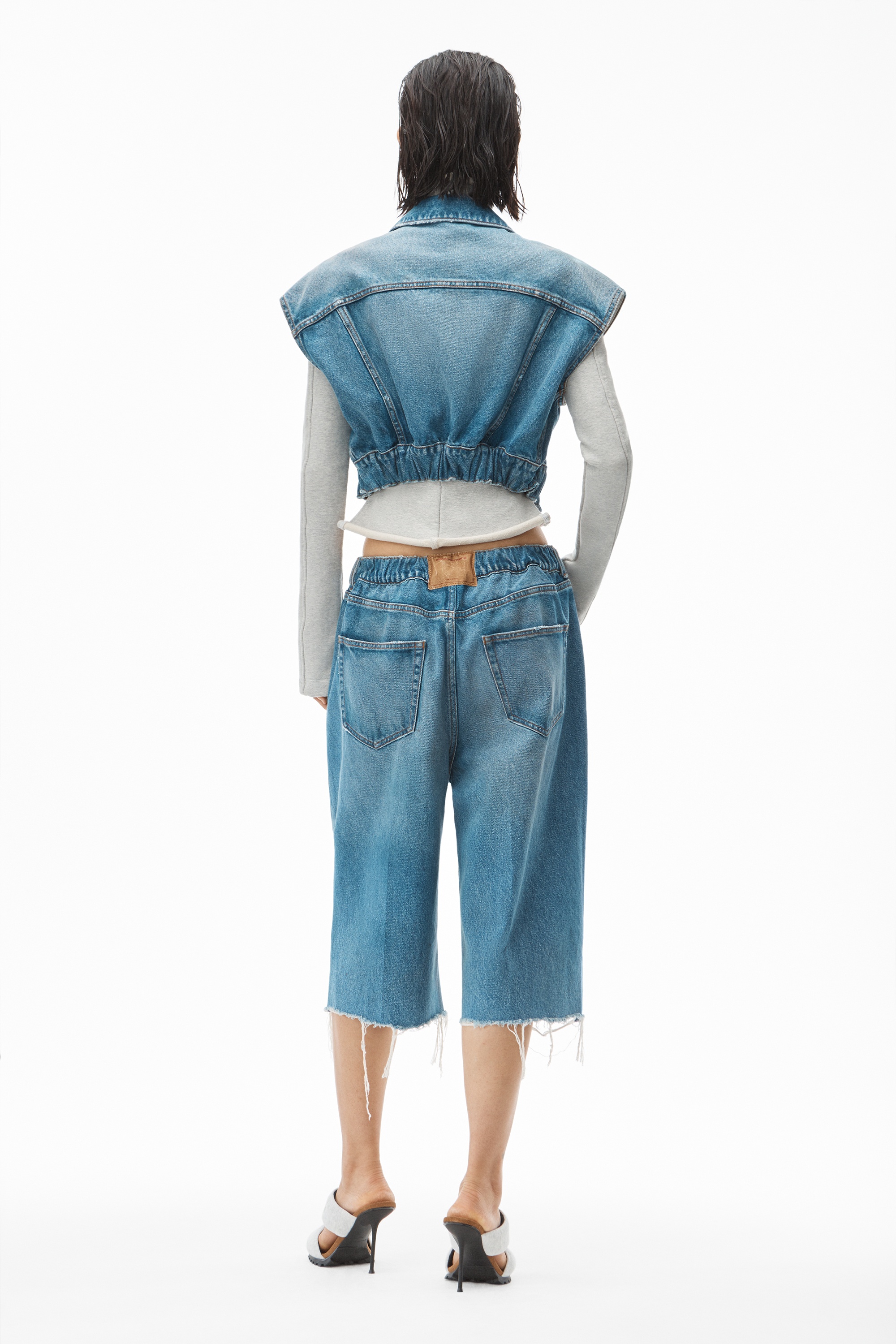 RUCHED WAIST VEST IN DENIM - 5