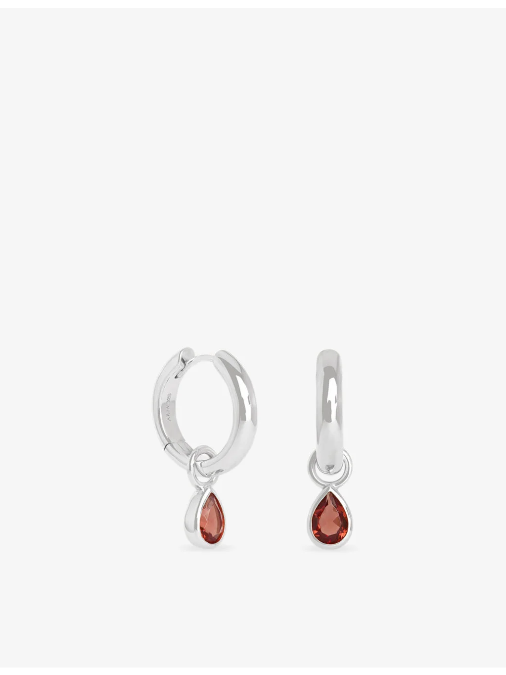 Sunset Pear Charm Rhodium-Plated Sterling-Silver and Cubic Zirconia Hoop Earrings - 1