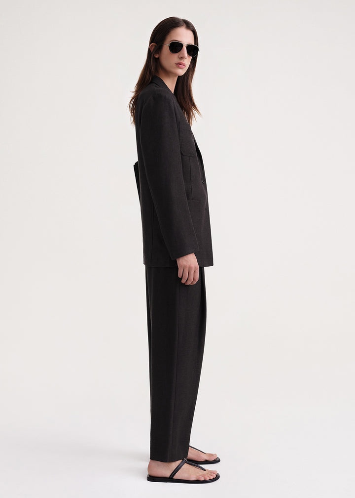 Slim viscose linen blazer charcoal mélange - 3