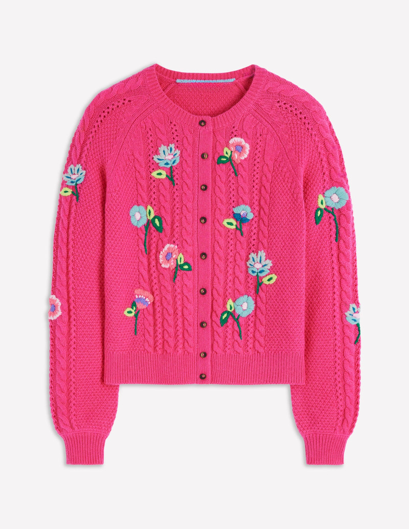 Liv Embroidered Cable Cardigan-Pink Peony 6