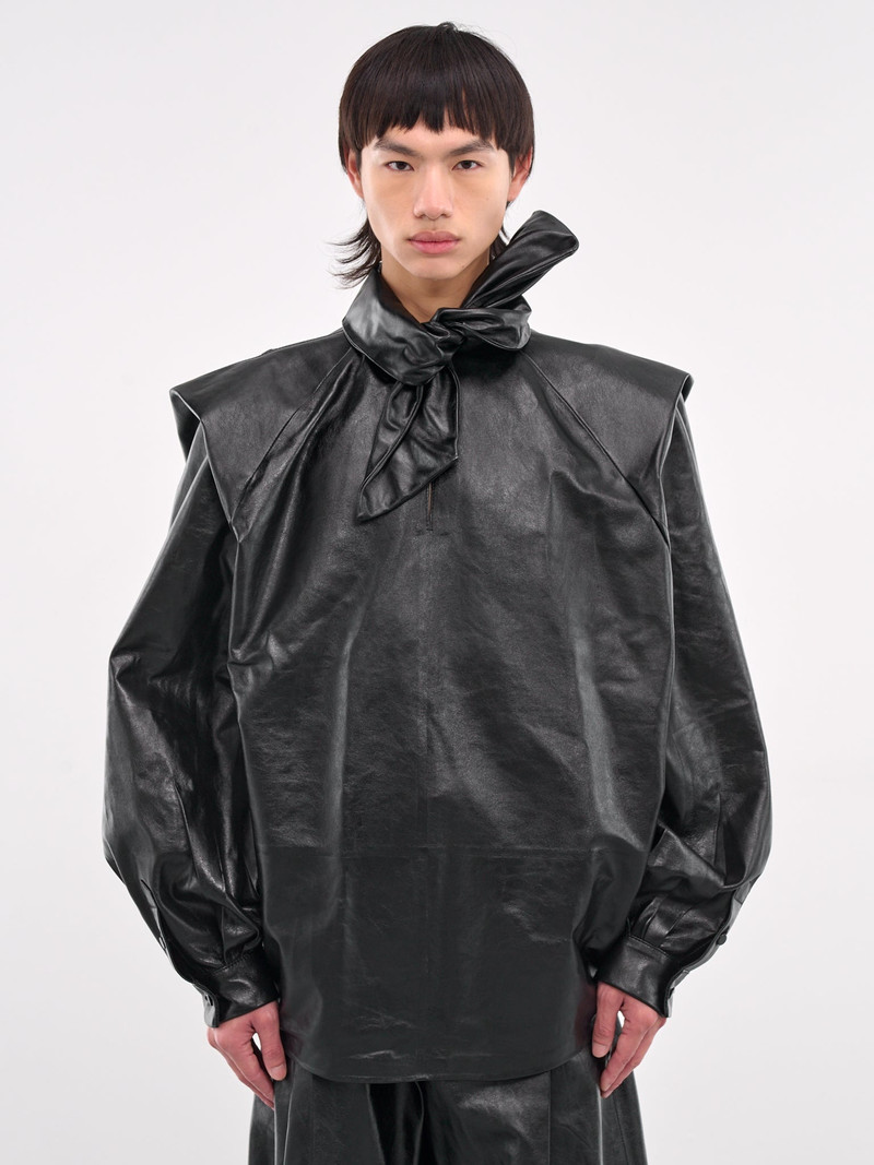 Oversized Faux Leather Shirt - 1