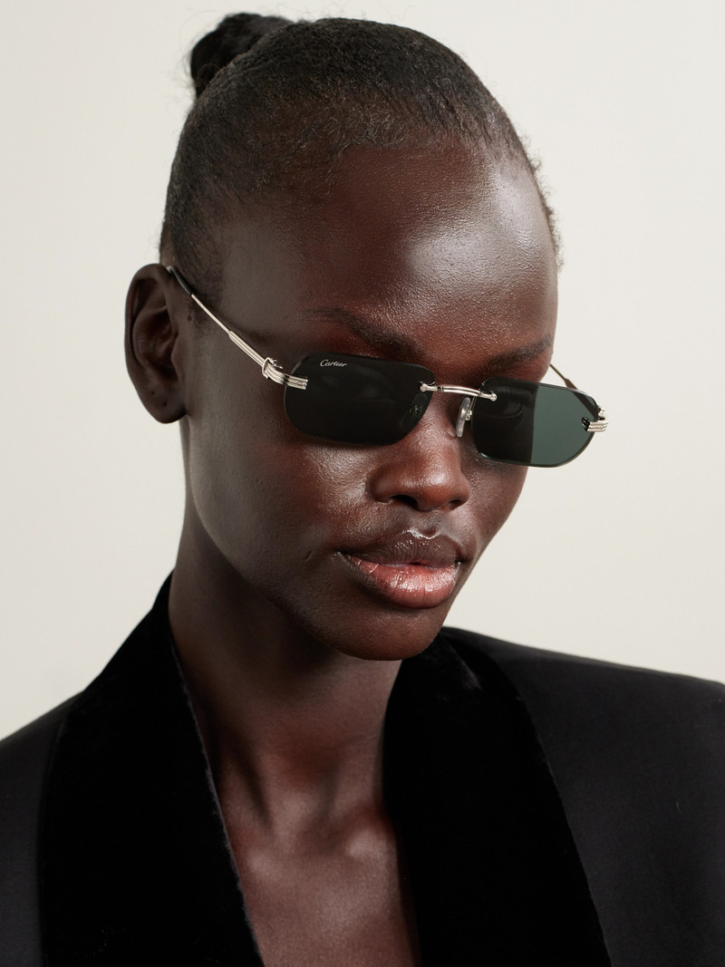 Cartier Première De Cartier Rimless Rectangular-frame Silver-tone Sunglasses outlook