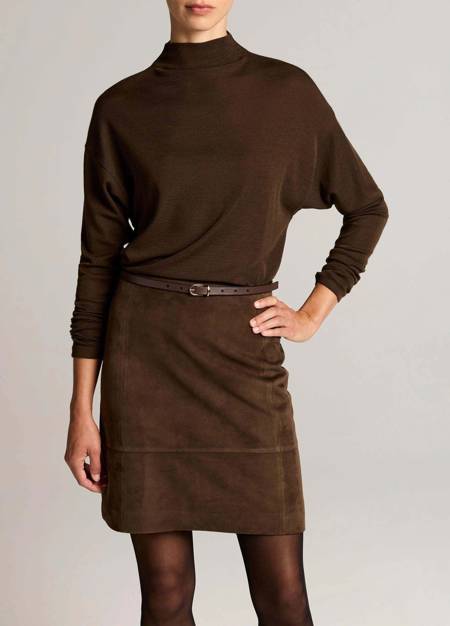 Wool-Blend Relaxed Funnel-Neck Top - 1