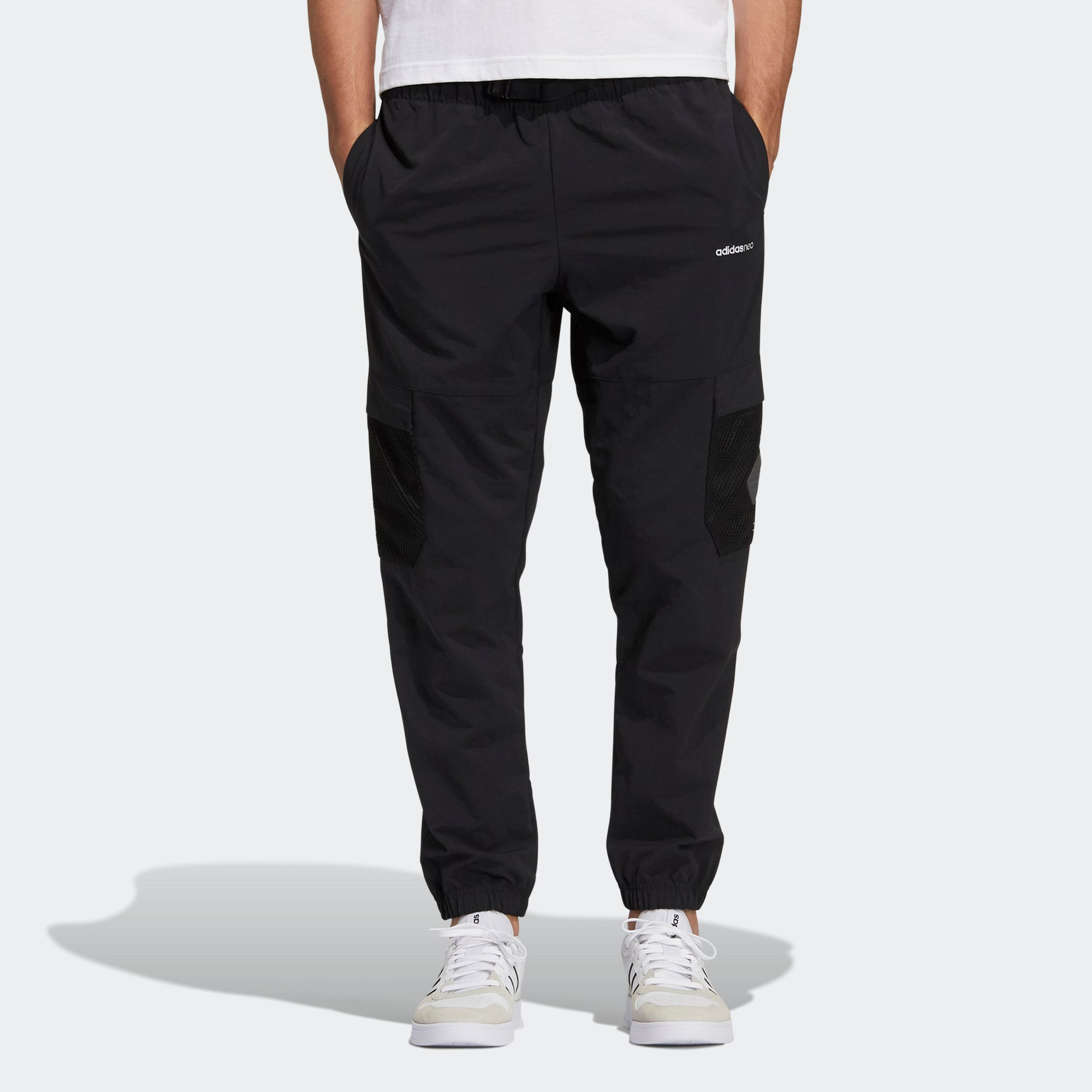 Men's adidas neo Sw Wvn Crg Tp Casual Sports Pocket Elastic Waistband Long Pants/Trousers Black H552 - 2