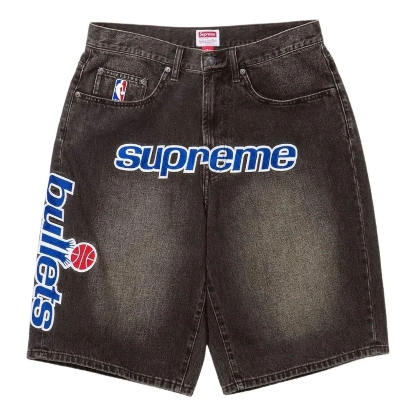 Supreme x Mitchell & Ness SS26 Washington Bullets Baggy Denim Short 'Washed Black' SUP-SS26-280 - 1