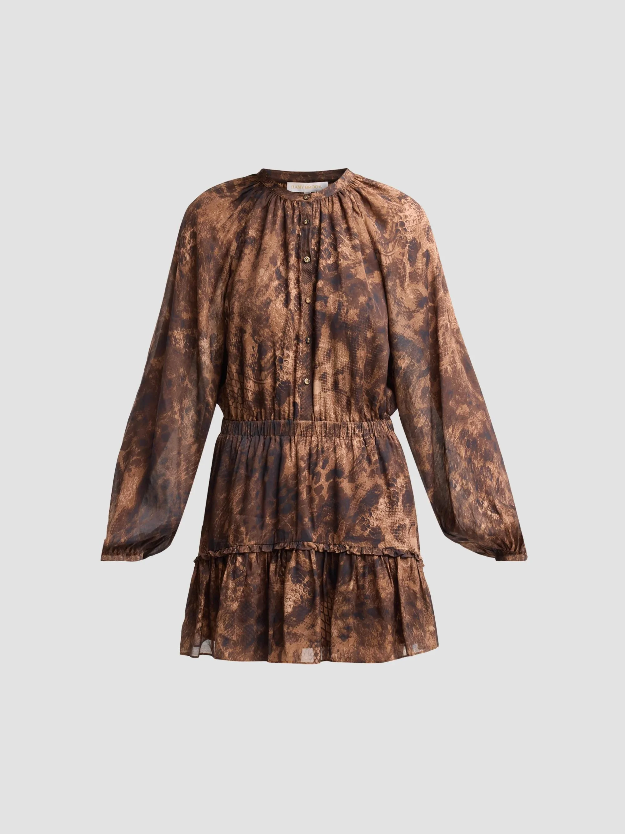Women's Vivi Printed Silk-Blend A-Line Mini Dress - Heritage Brown Python - 1
