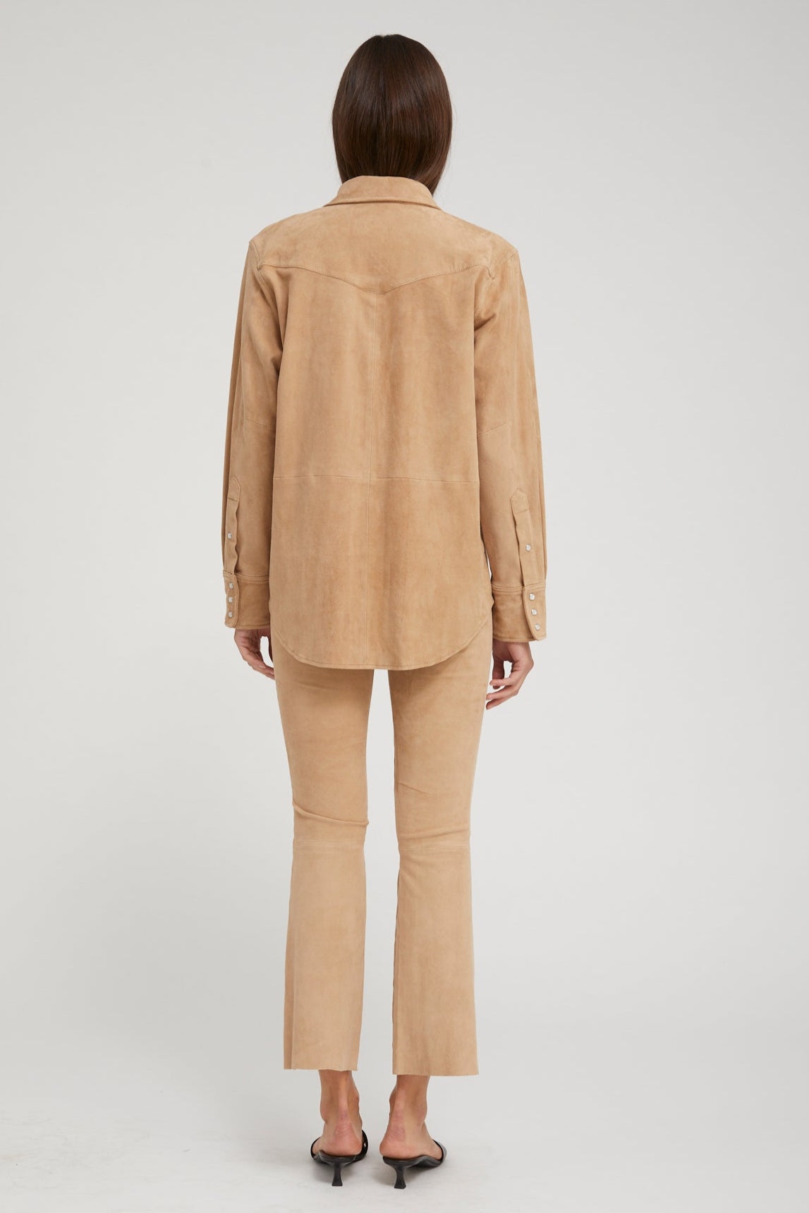 SAND SUEDE WESTERN BUTTON DOWN - 5