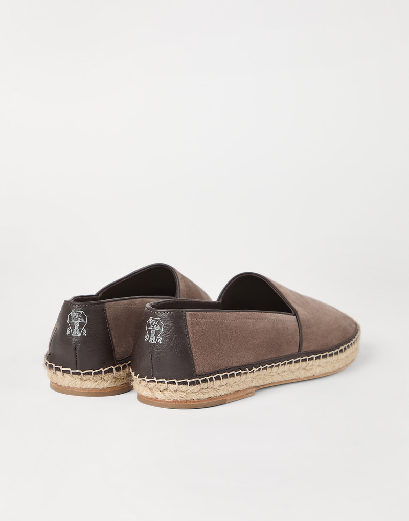 Brunello Cucinelli Washed suede espadrilles with piping outlook