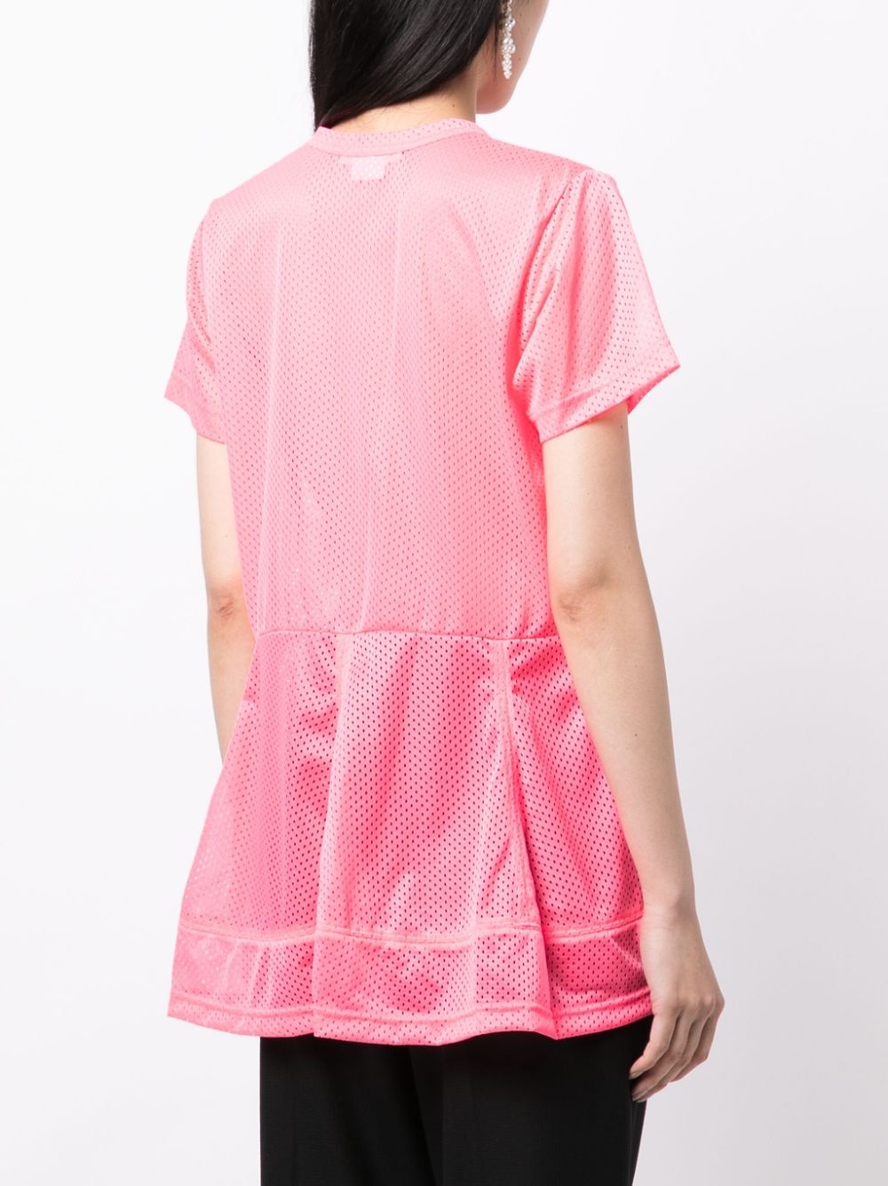 asymmetric-hem perforated T-shirt - 4