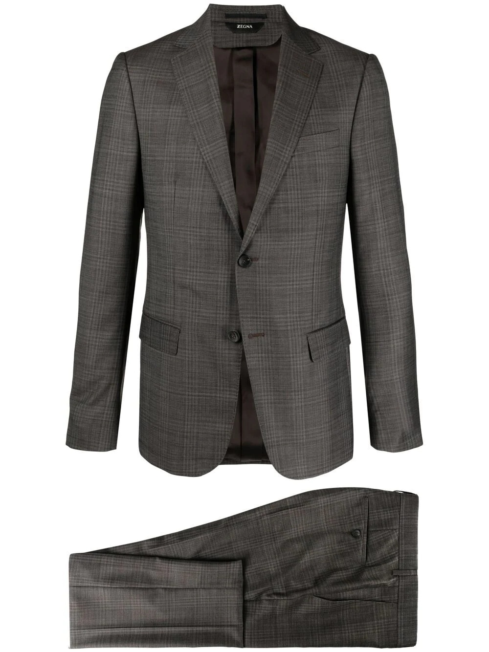 check-print single-breasted suit - 1